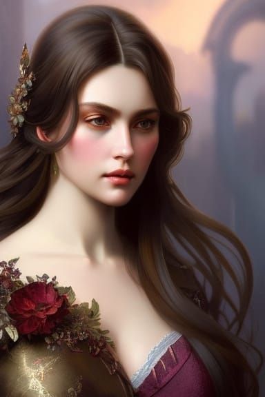 An attractive young woman in period dress from the 9th Centu...