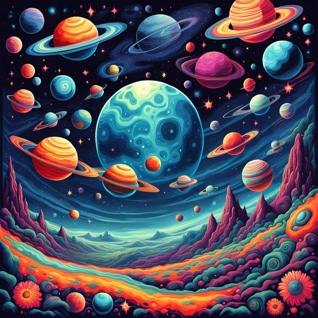 Vibrant Psychedelic Space Art