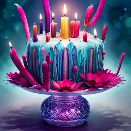 Cactus Mouth Filled with Birthday Cake: Fantasy Art