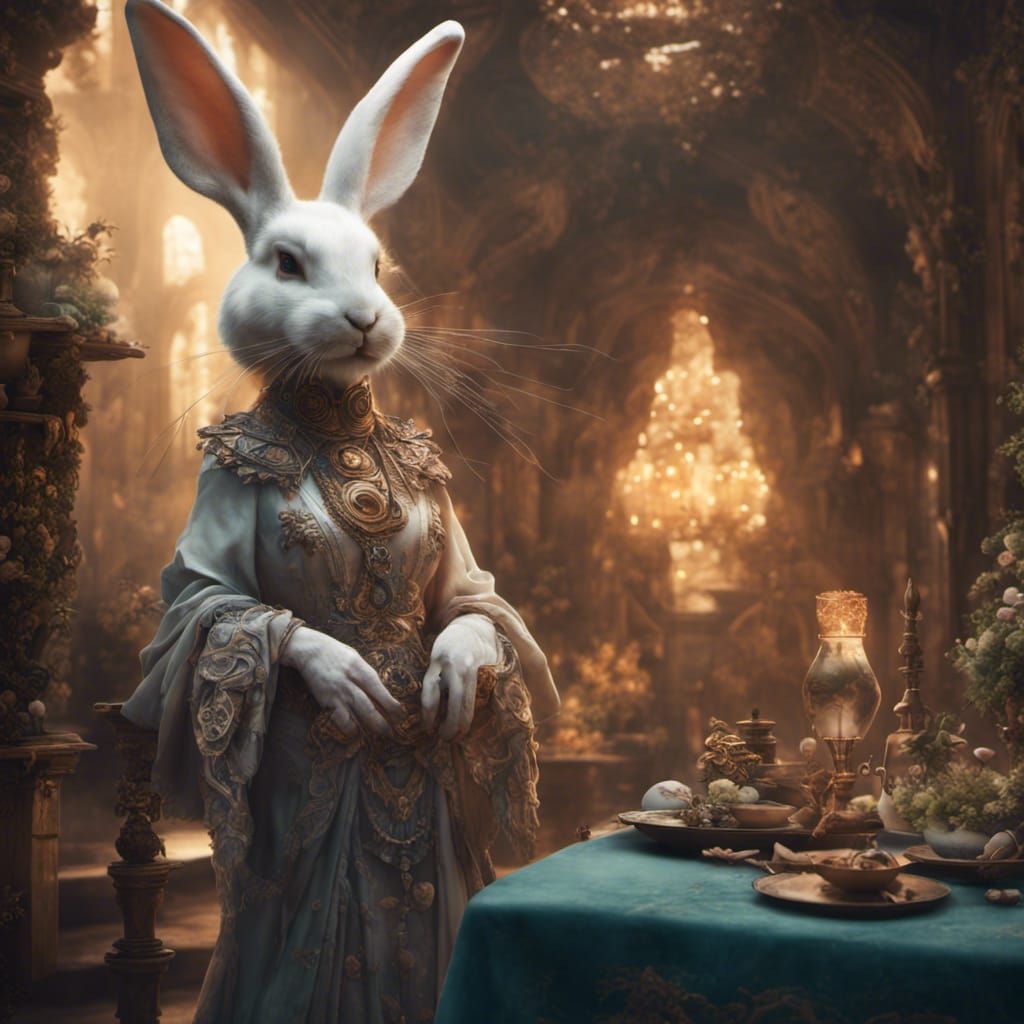 Rabbit Goddess in Digital Matte Painting Style