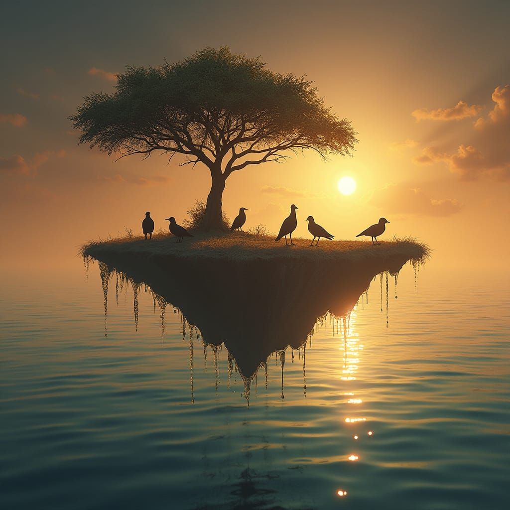 African Savannah Meets Floating Oasis with Wildlife