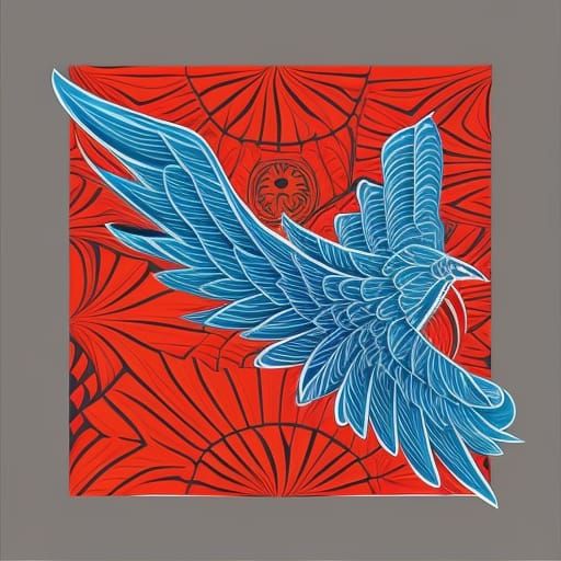 Winged Centaur Flying Above Walled City, Japanese Poster Art