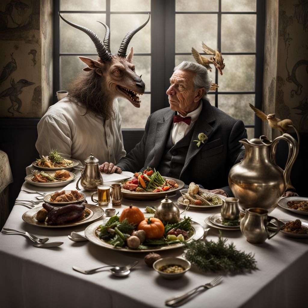 Bizarre Creatures Feast in Surreal Restaurant