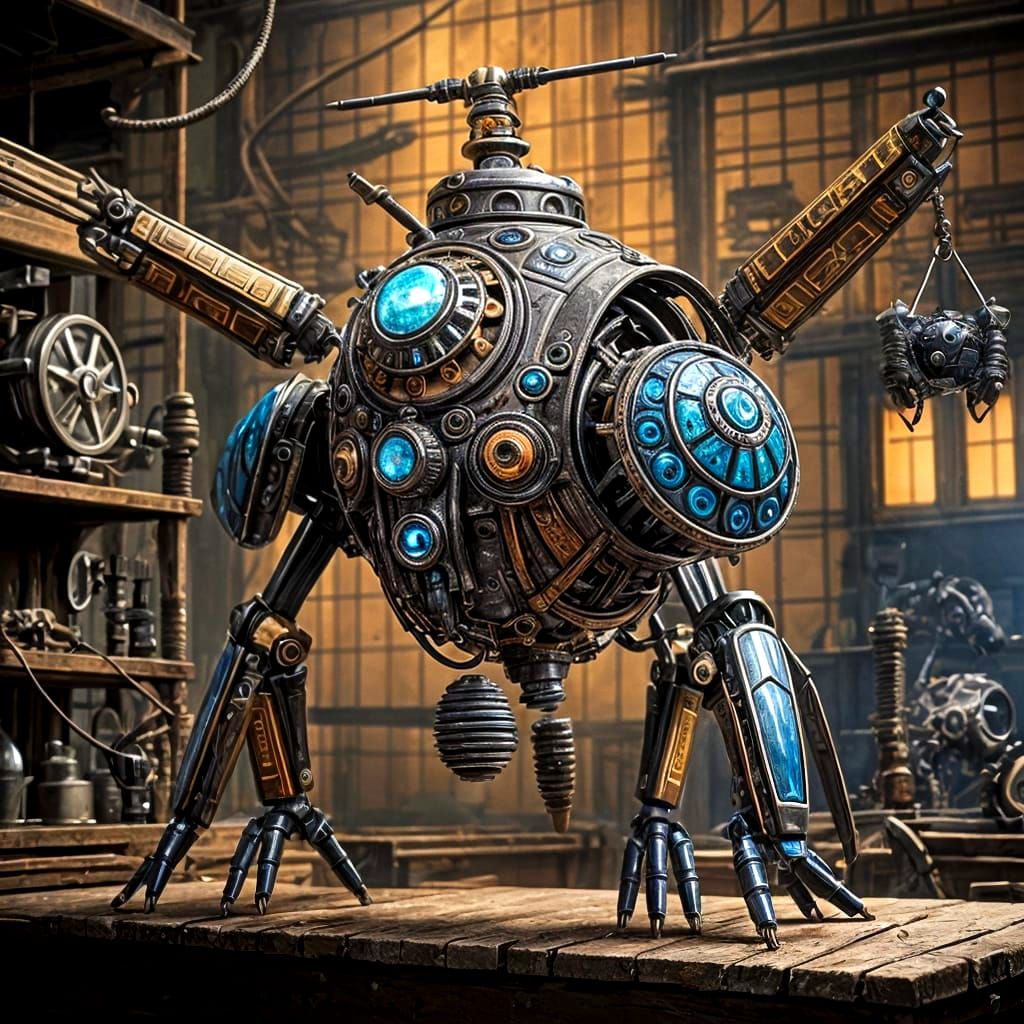 Mechanical Beetles in Industrial Steampunk Style