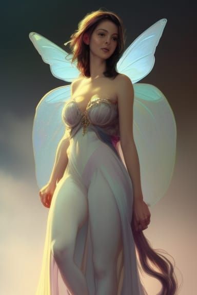 Detailed Fairy Portrait in Art Nouveau Style