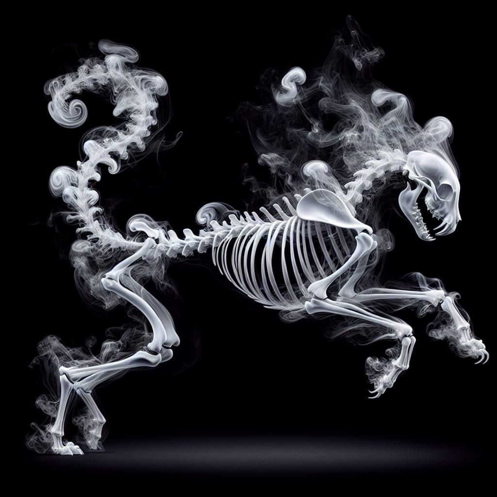 Phantom Cat Leaping in Smoky Silhouette