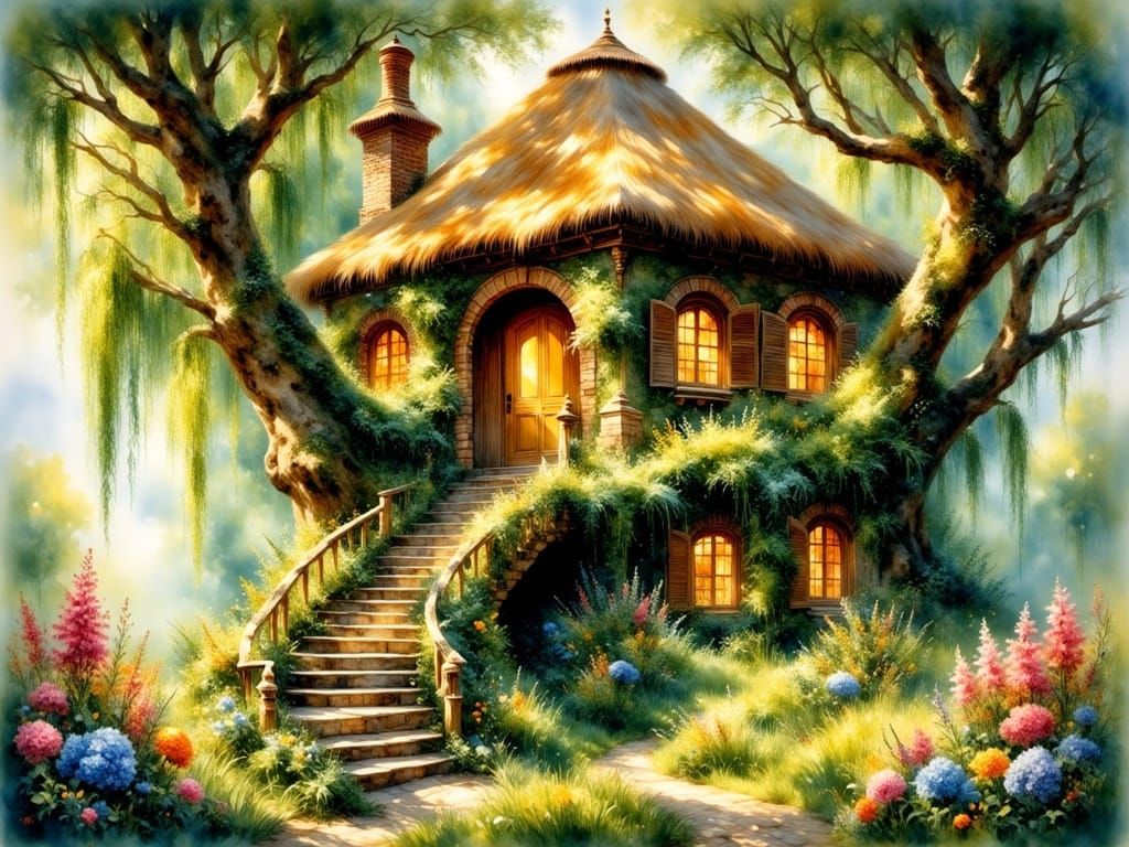 Charming Treehouse Hideaway in a Majestic Willow Tree