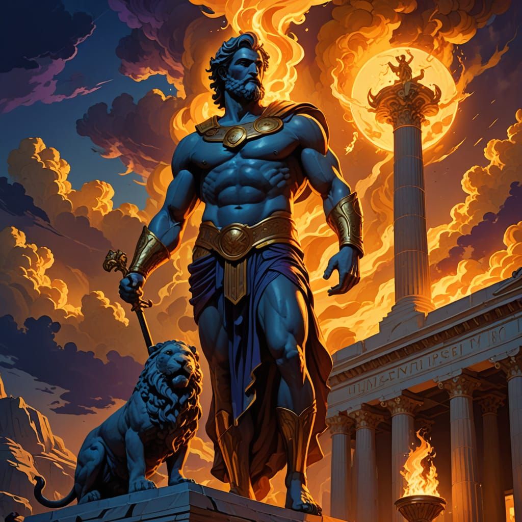 Greek God Prometheus Steals Fire in Golden Hour