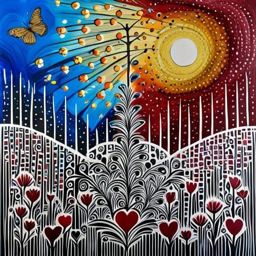 Vibrant Garden Forest Mixed Media Fantasy Art