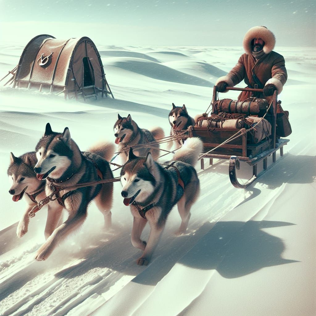 Dogsledding Adventure Through a Snowy Winter Landscape