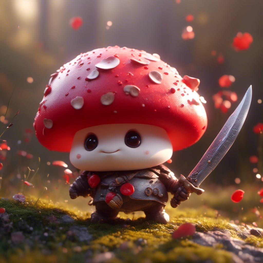 Cute Mushroom Warrior Cartoon Sticker
