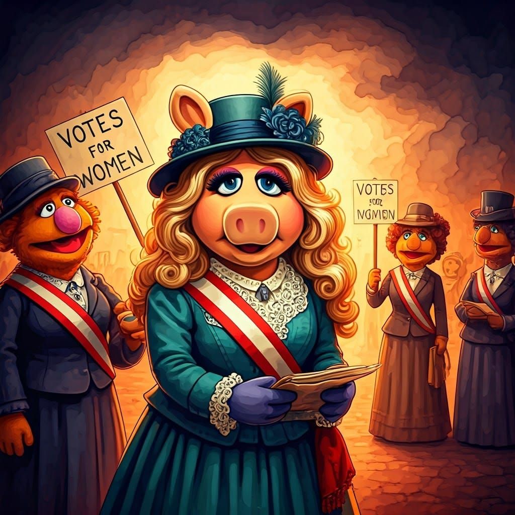 Miss Piggy as Victorian Suffragette: Votes for Women