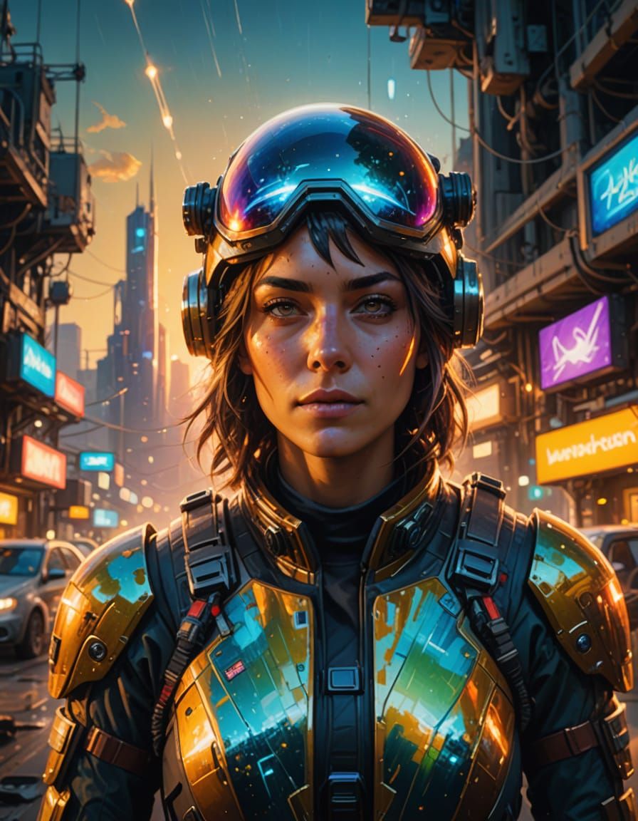 Cyberpunk Space Scoundrel in Tropical Dock