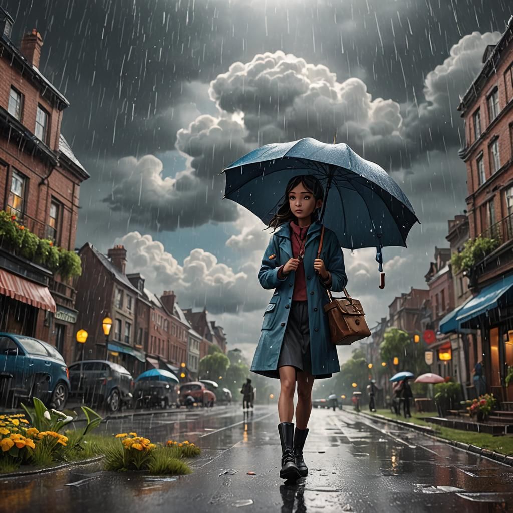 Rainy Day Pop-Up Book Scene in 3D