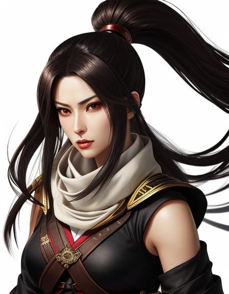 Portrait of a young beautiful Israel female Haohmaru, the key characters in "Samurai Spirits, Zero" is in a fighting aga...