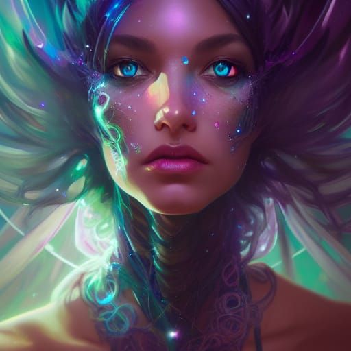 Cosmic Witch Portrait in Hyperdetailed Digital Art
