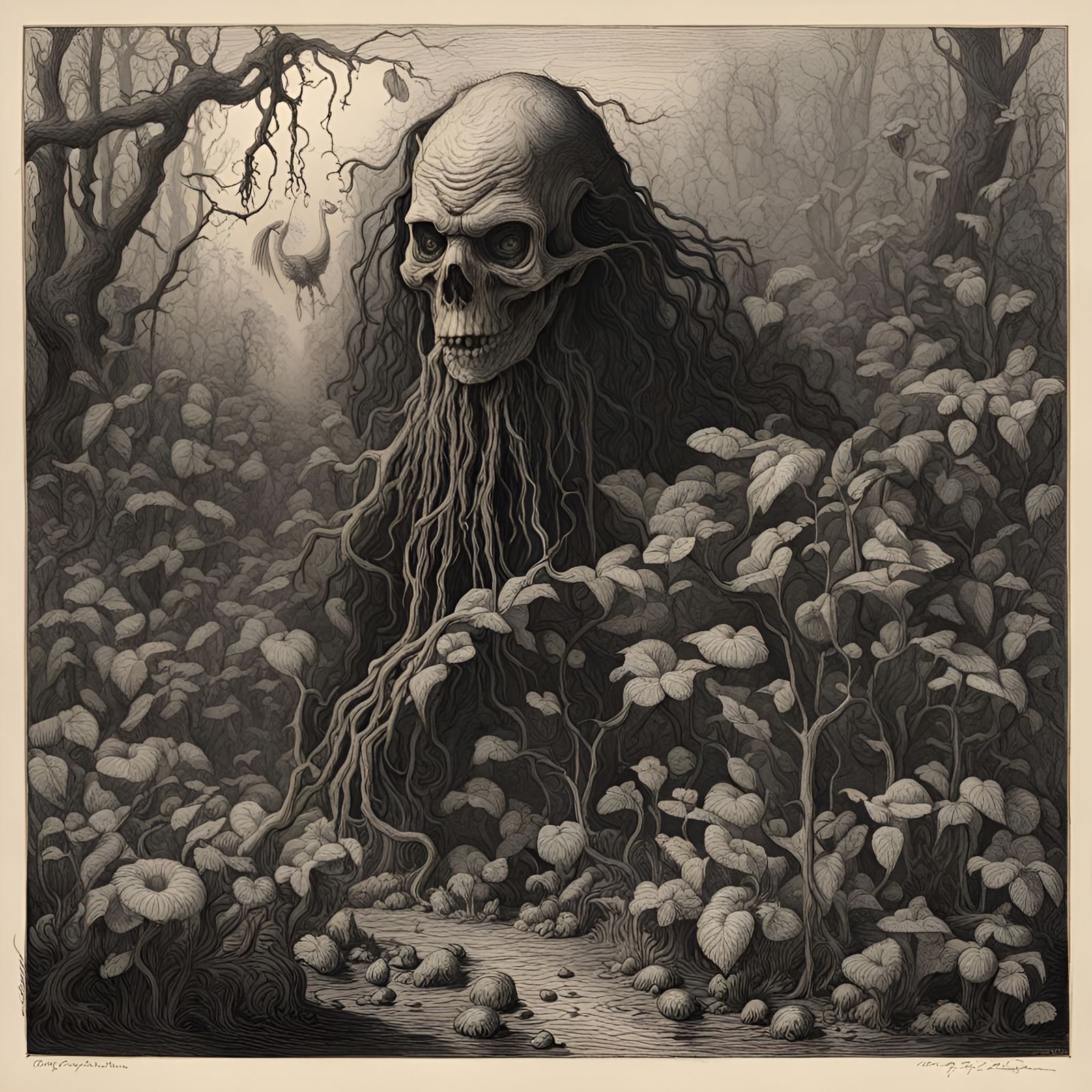 Horrific Botanical Ink Drawings in Doré Style