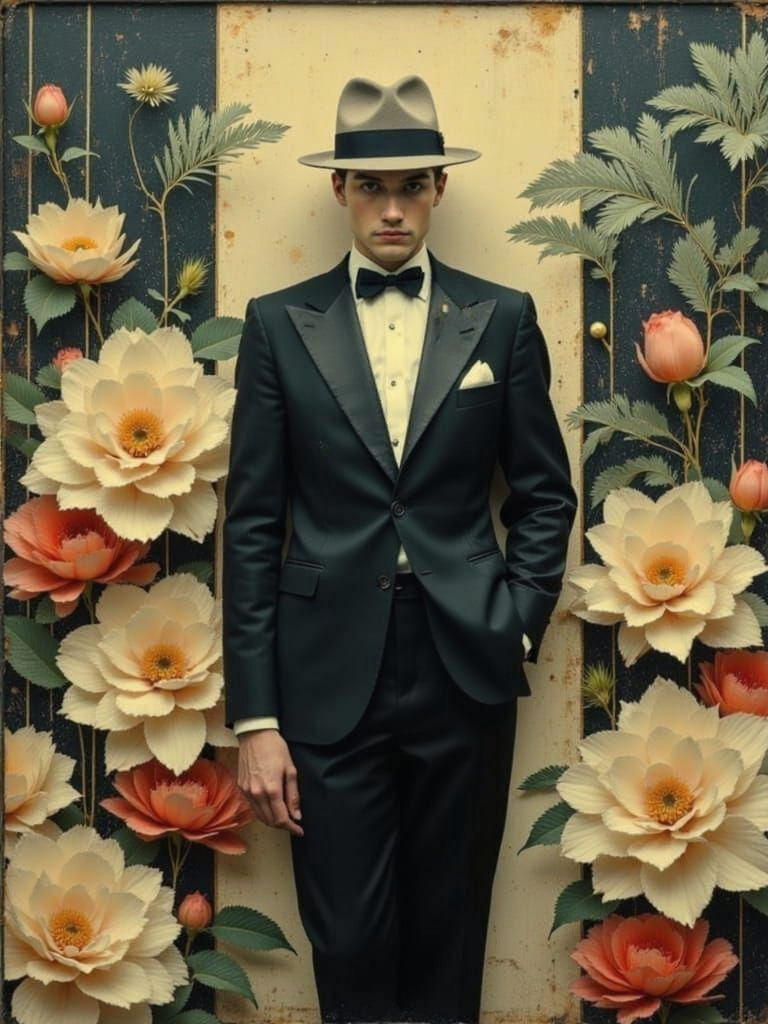 Man in Suit: Art Deco Impasto Illustration