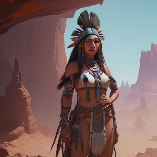 Native American Woman: Detailed Matte Painting