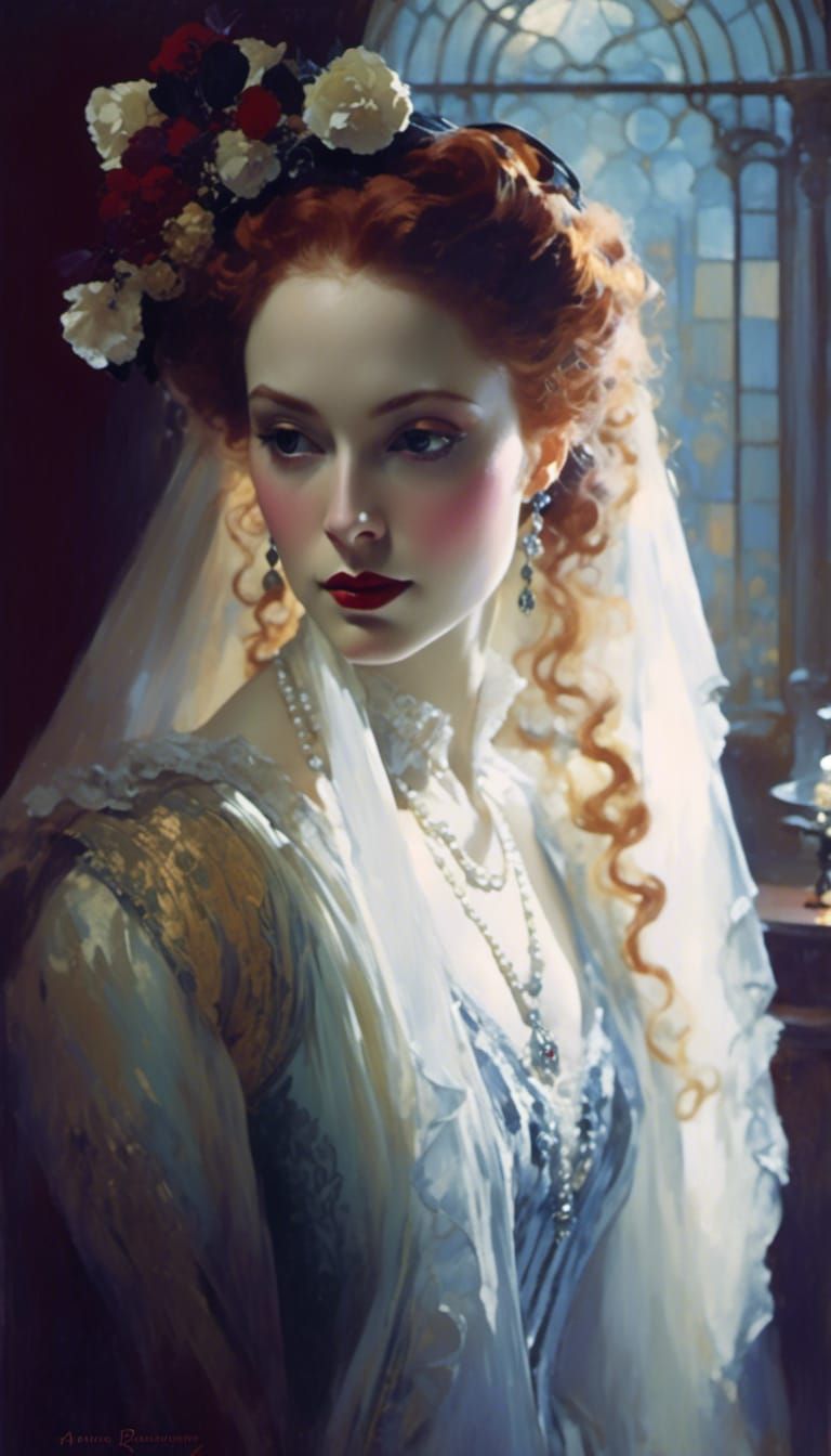 Victorian Vampire Mina Harker in Golden Age Style