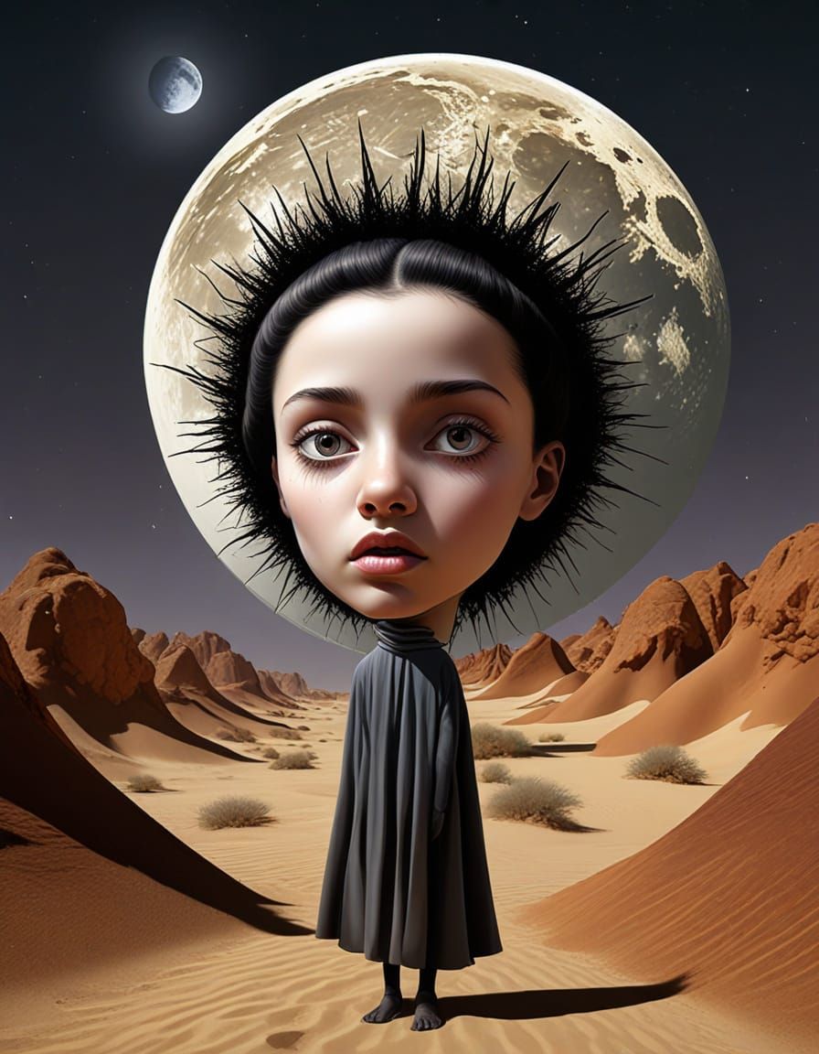 Surrealist Desert Encounter in Low-Angle Perspective