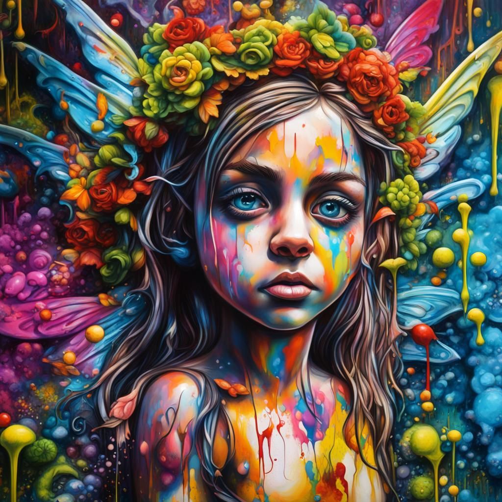 Whimsical Fairy Wonderland Graffiti Art