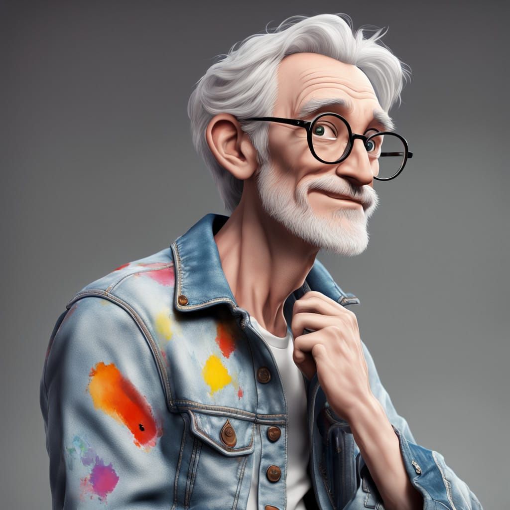 Whimsical Artist in Pixar Style