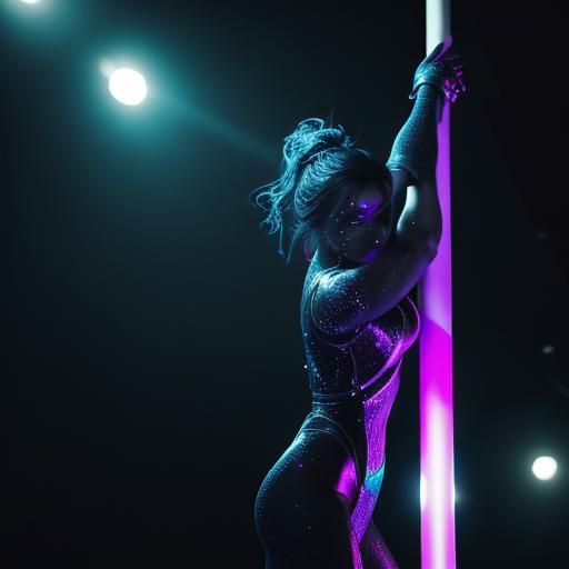 Neon Nightclub: Pole Dancer in Moody Lighting