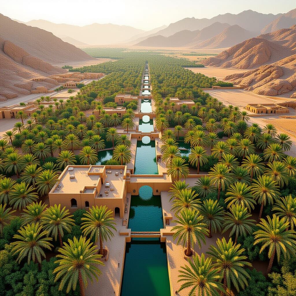 Falaj Daris Irrigation System: Aerial View in Architectural ...