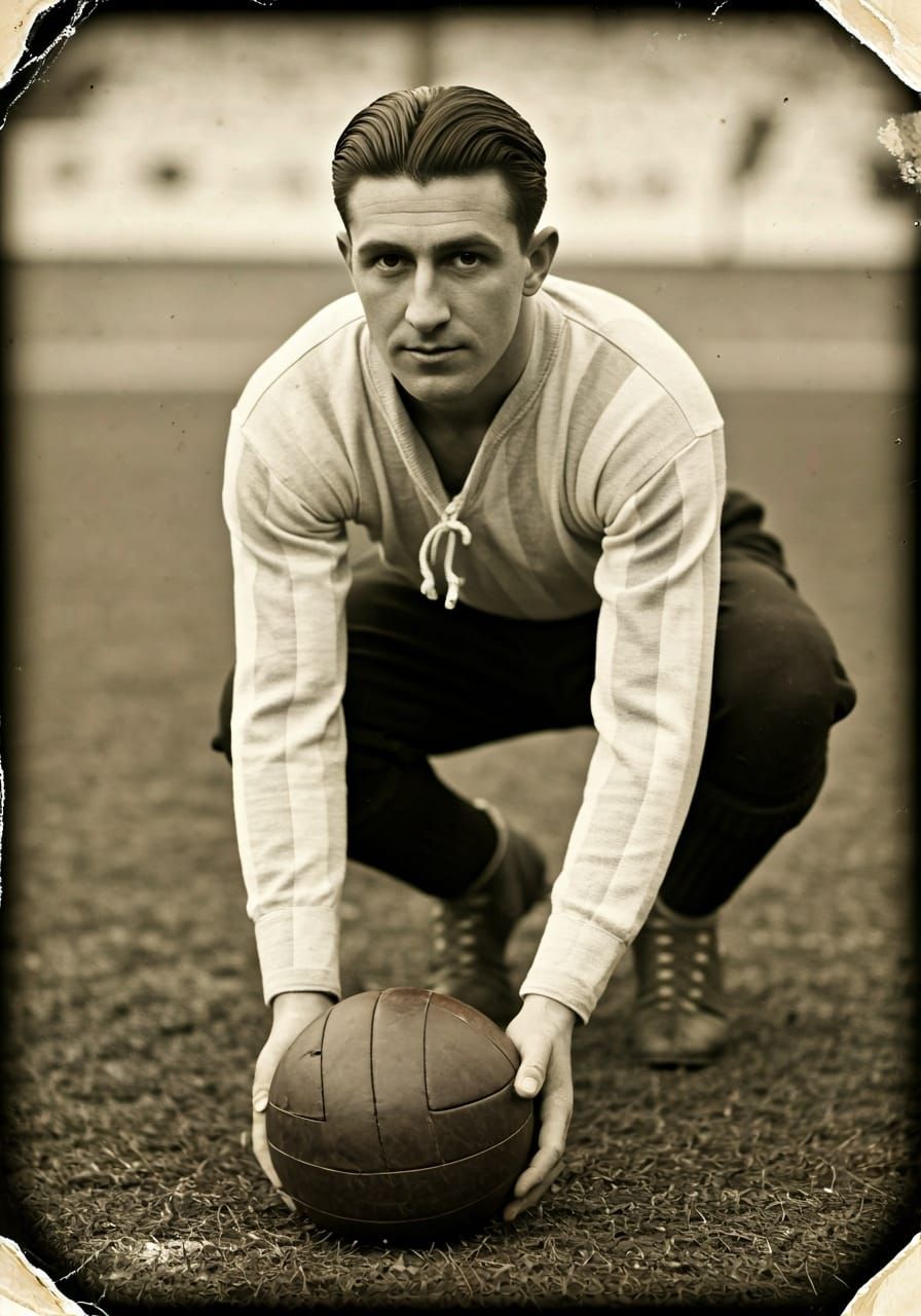 Vintage Soccer Player in Early 20th Century Style