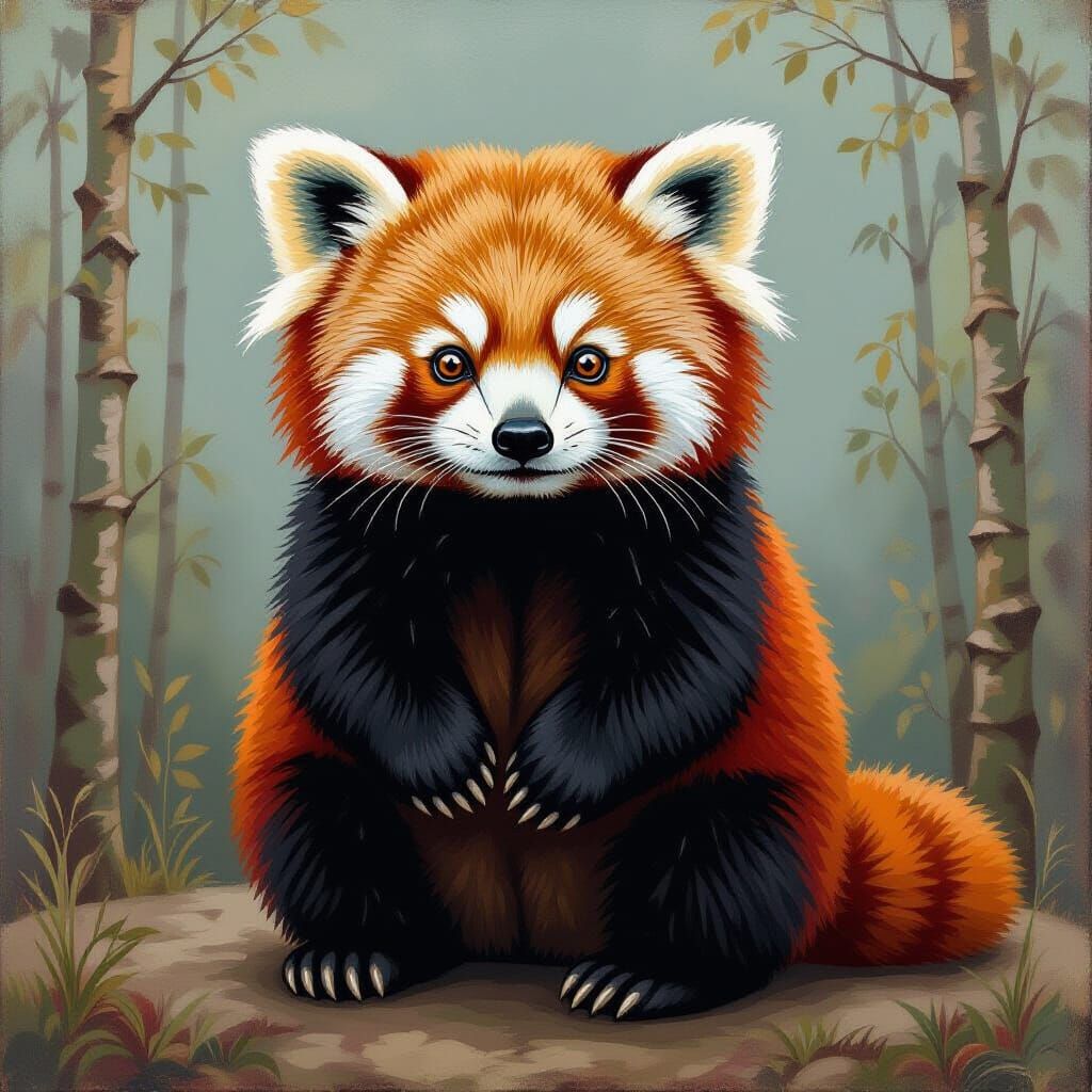 Ancient Hedgehog as Red Panda in Expressive Style