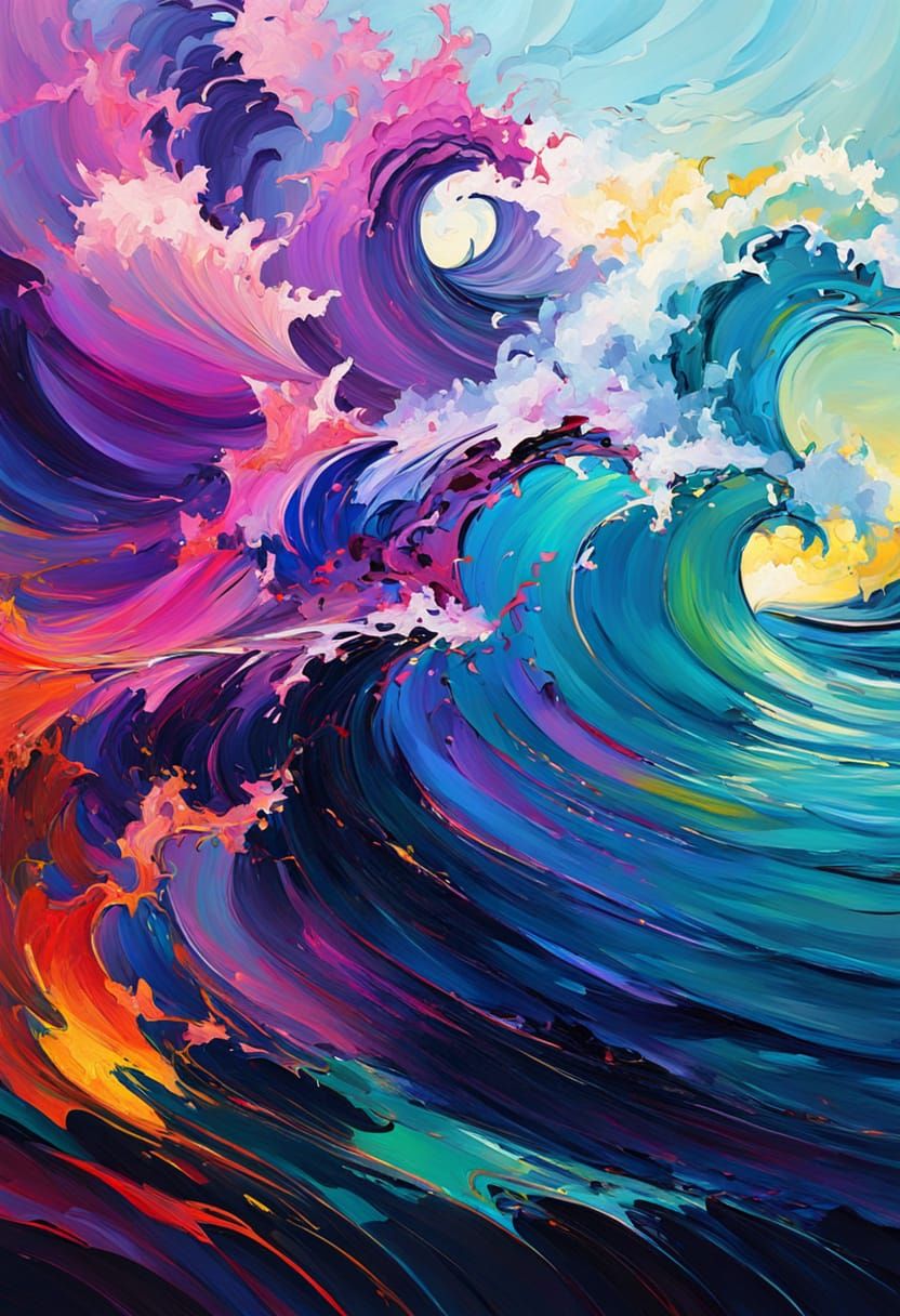 Vibrant Abstract Non-Euclidean Landscape in Fauvist Style