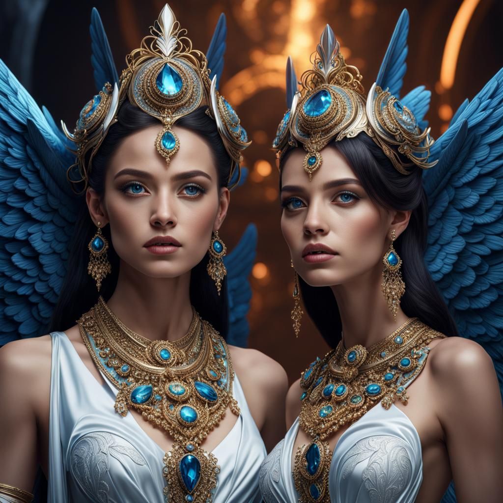Hyperrealistic Portrait of an Angel with Futuristic Jewelry