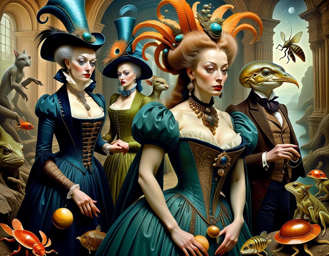 Elegant Ladies in Surreal Landscape