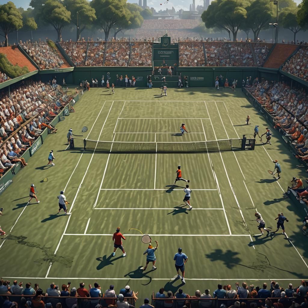 Sketch of a tennis match