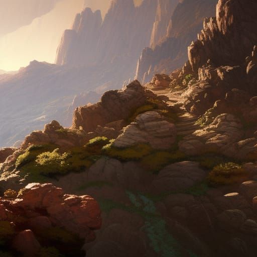 Detailed Rocky Landscape with Colored Minerals