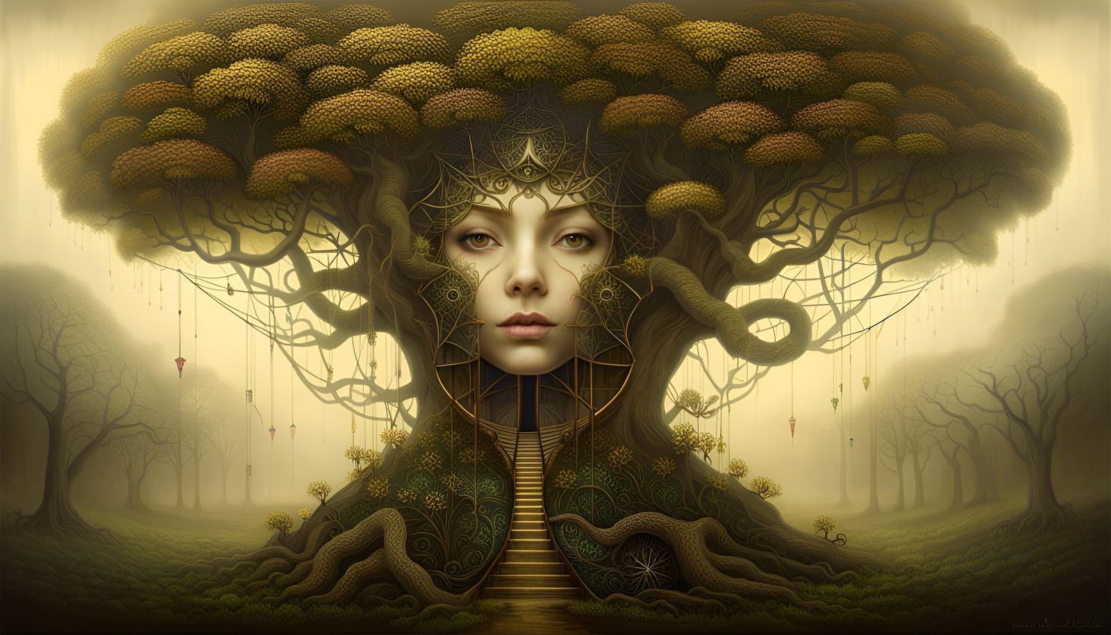 Surreal Oak Tree Treehouse Art