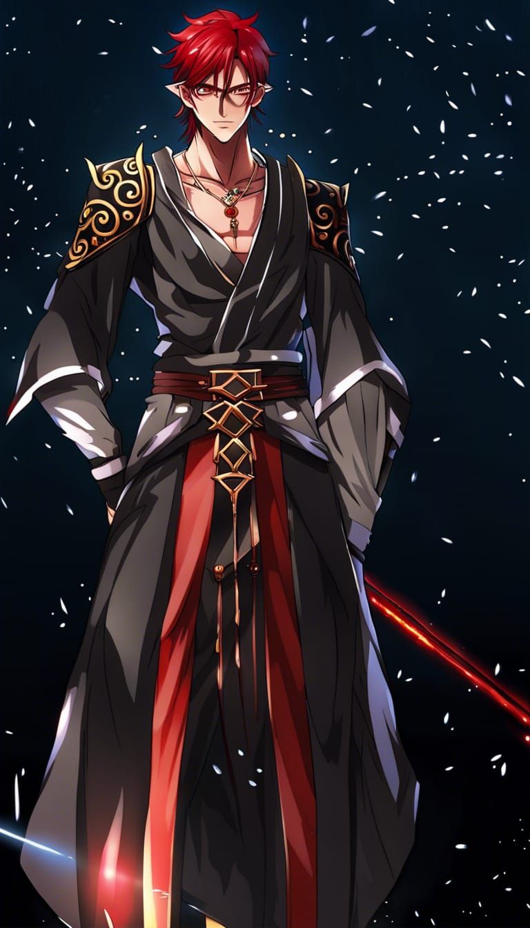 Anime Style Red-Skinned Sith Warrior