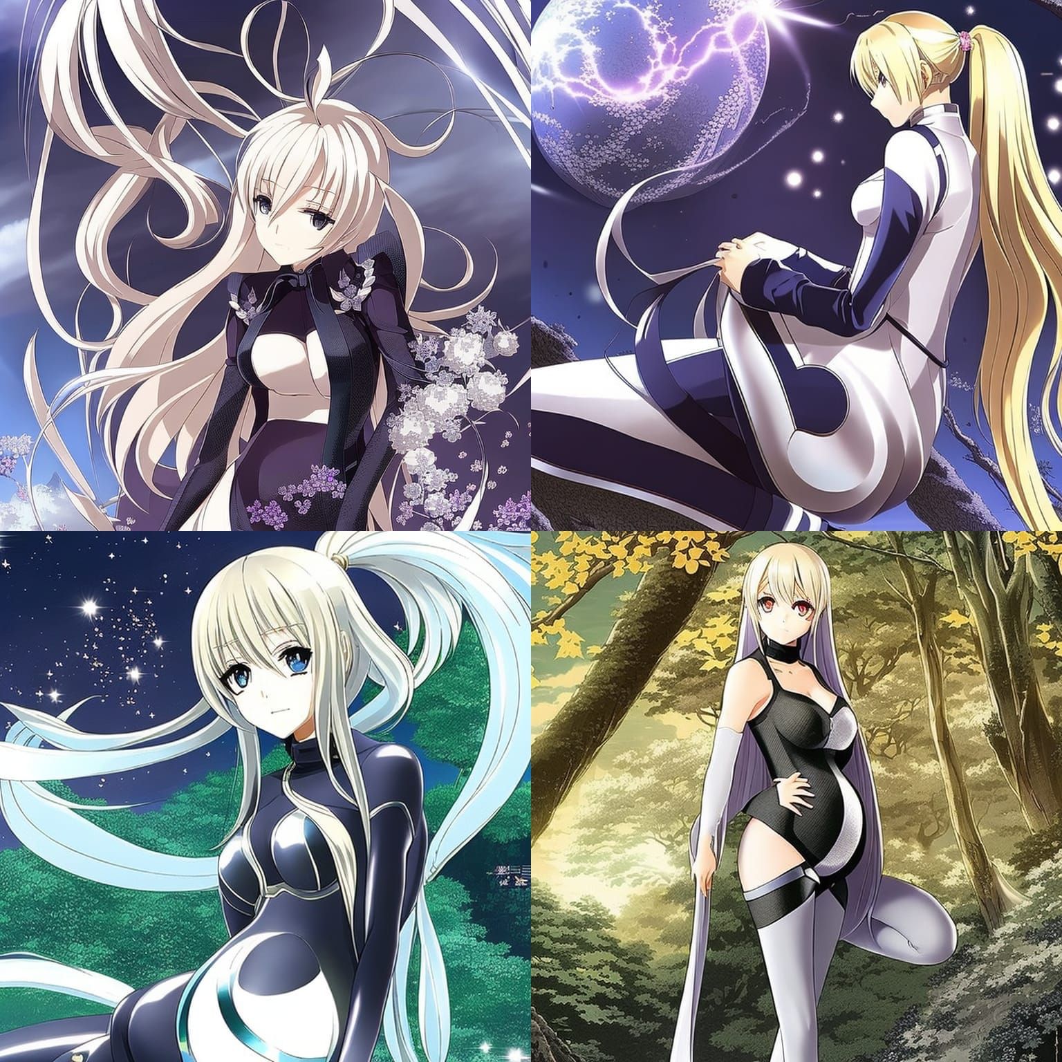 Pregnant Blonde in Silver Catsuit: Anime Key Visual