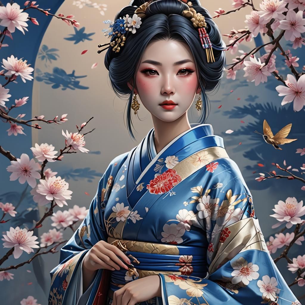 Beautiful Japanese Woman in 3D Anime Art