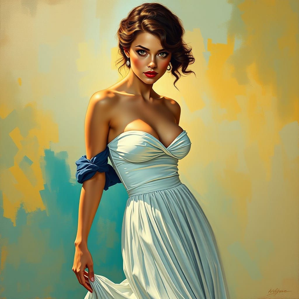 High Fashion Figure Study with Painterly Brushstrokes