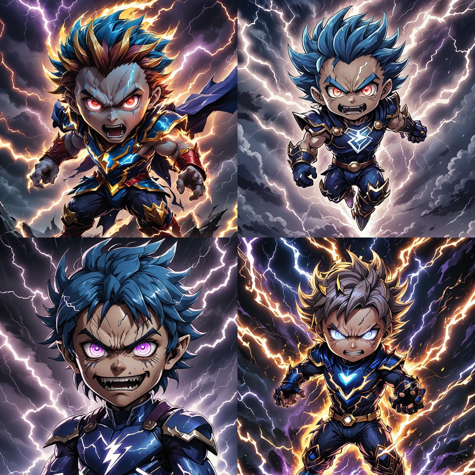 Chibi Lightning Elemental in Anime Style