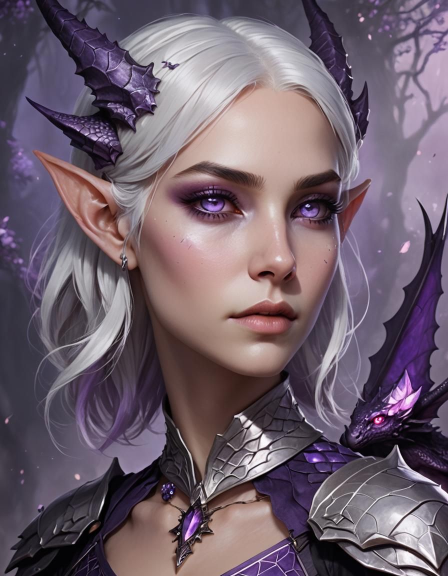 Fantasy Elf Warrior Portrait with Dragon Scales