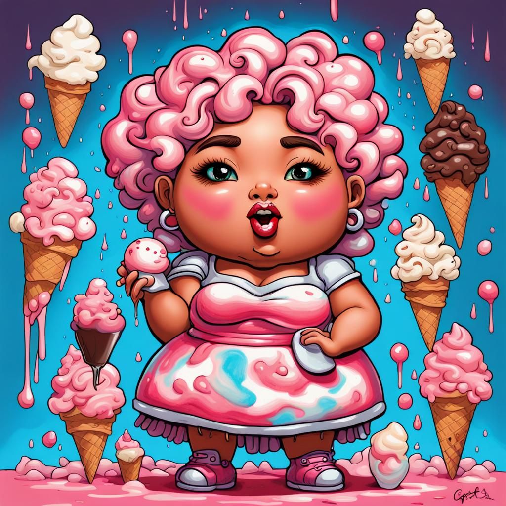 Ice Cream Goddess in Graffiti Art Style