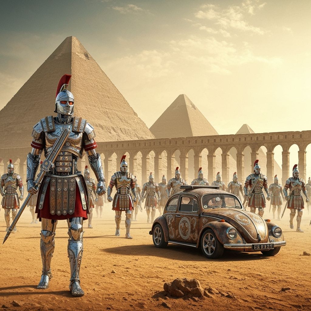 Roman Chrome Centurions Patrol Sun-Drenched Desert