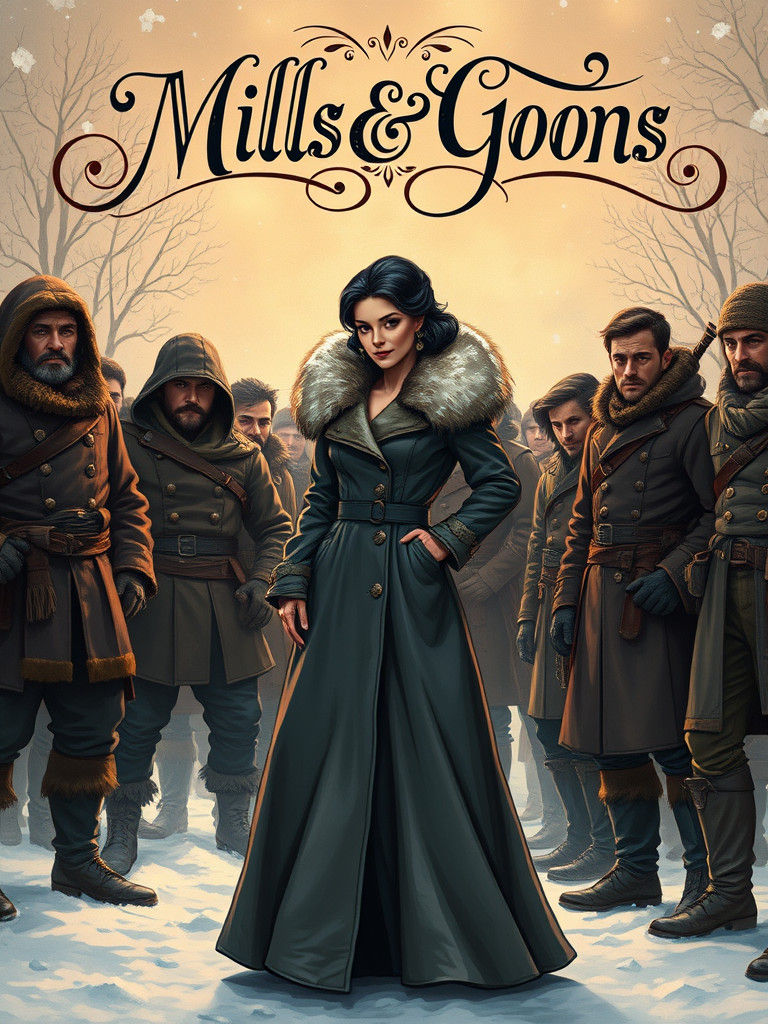 Elegant Lady Enters a Gathering of Rough Men in a Winter Won...