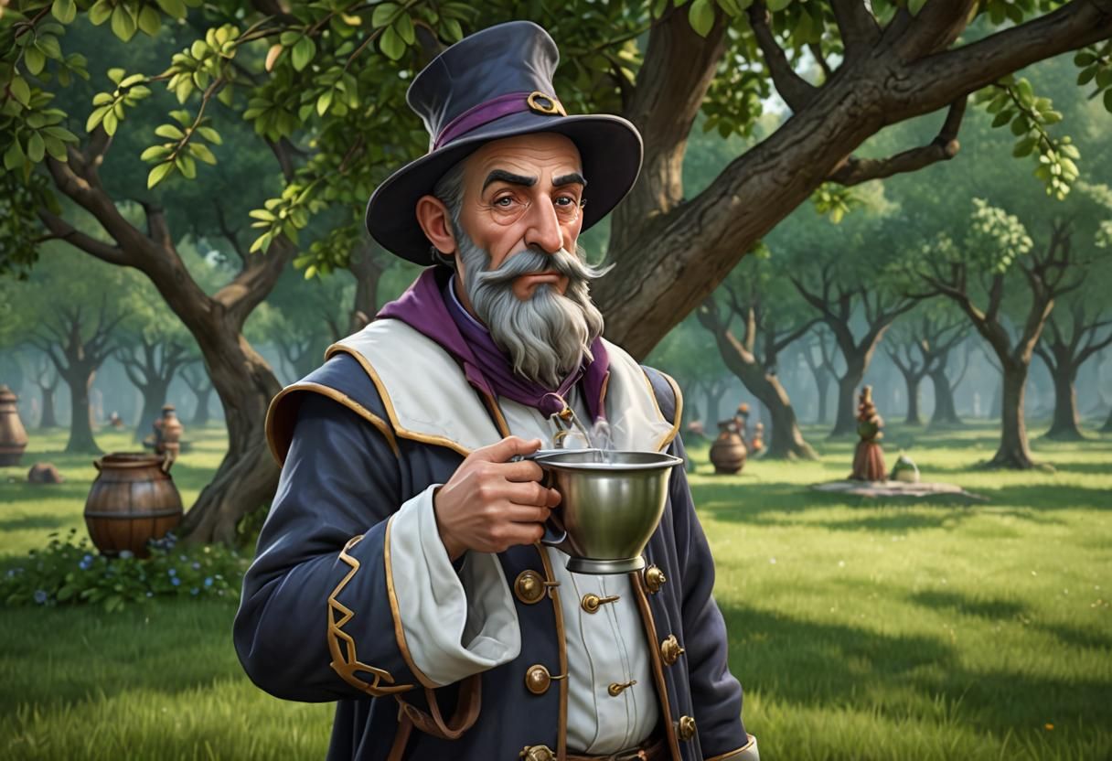 Photo-Realistic Cartoon Alchemist Character