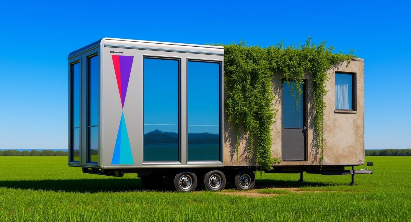 Futuristic Mobile Home Reclaimed by Nature