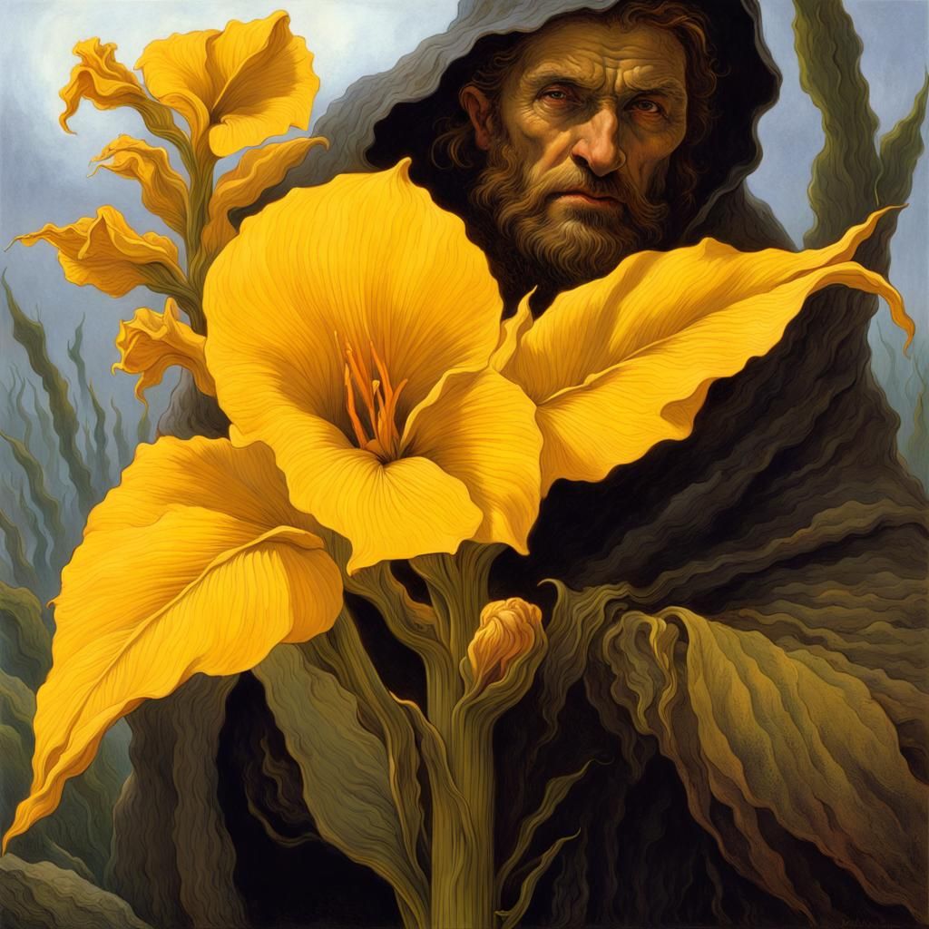 Canna Flower's Golden Goodbye: Gothic Horror