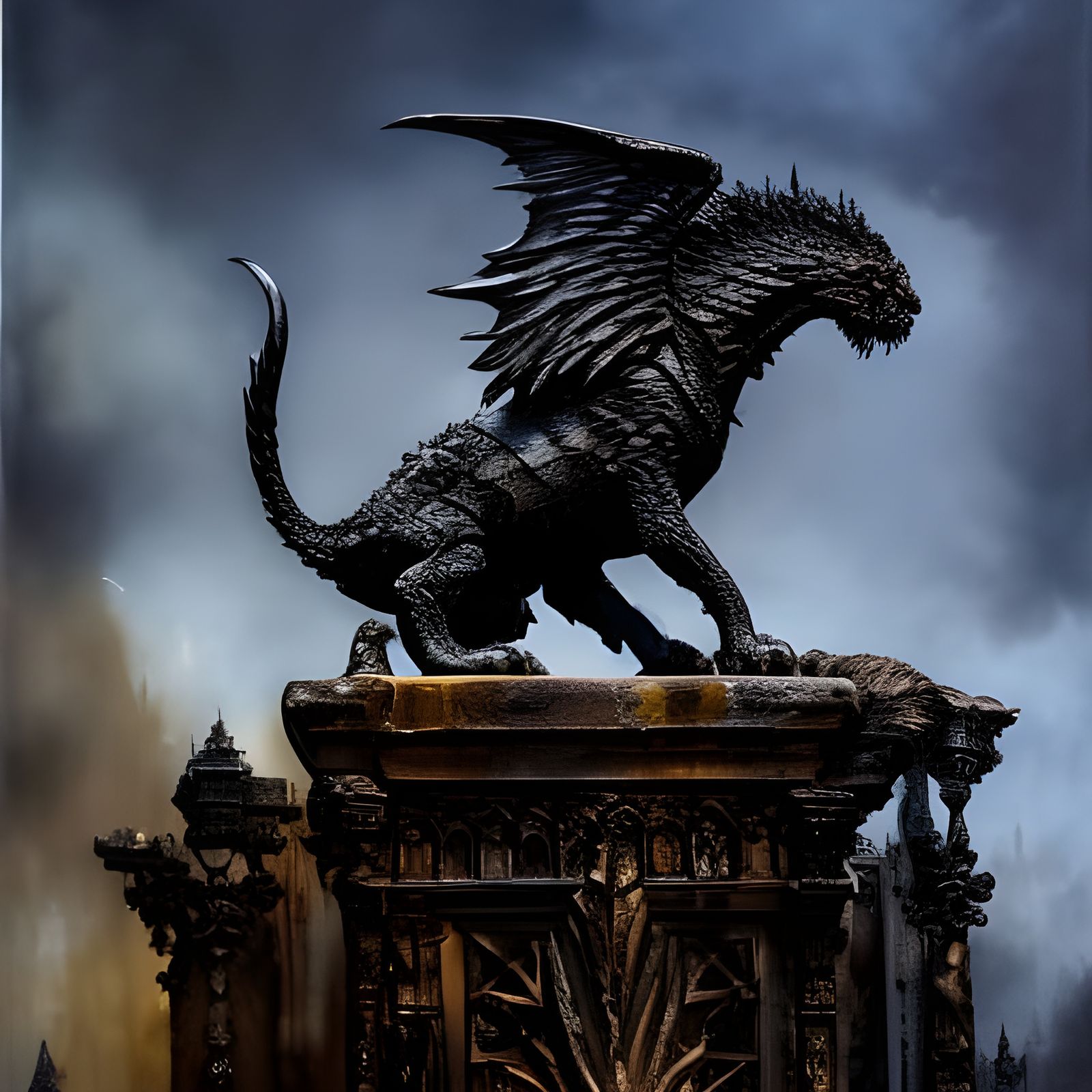 A Stone Gargoyle Statue